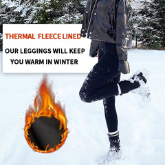 Size XL Black Women's Mid Waist Plush Leggings with Pockets - Autumn and Winter Leggings with Pockets