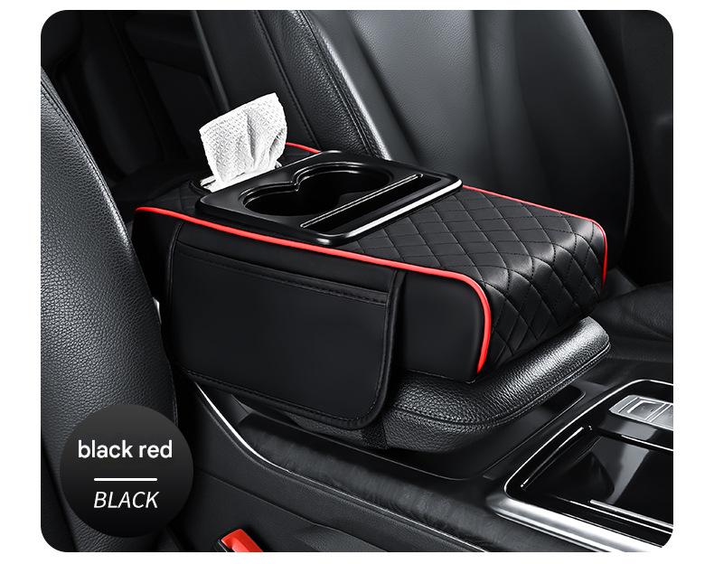 Premium Car Armrest Organizer & Comfort Pad Black