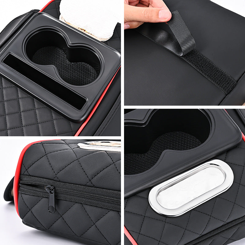 Premium Car Armrest Organizer & Comfort Pad Black