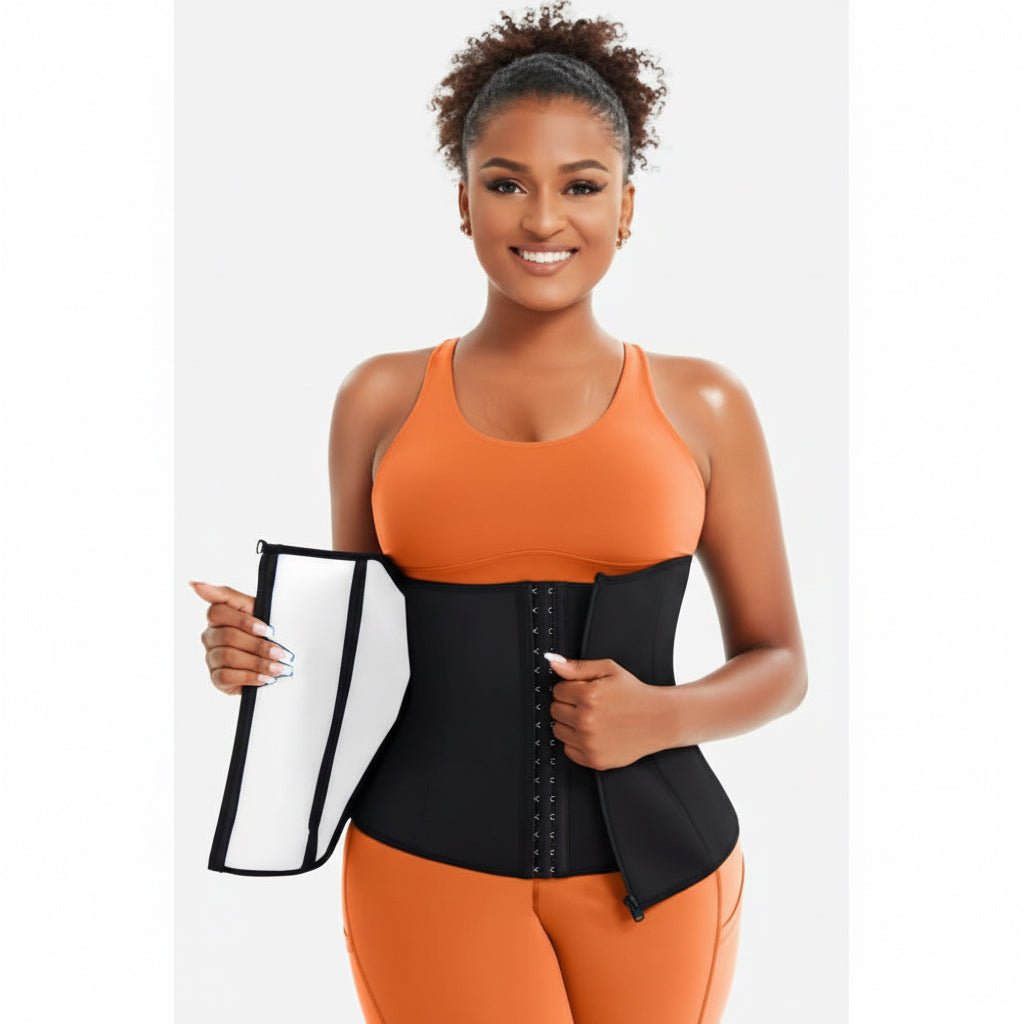Silver Ion Sauna Waist Trainer for Women - 2-in-1 Zipper & Hook Sweat-Wicking Sports Girdle, Postpartum Fitness Shapewear Ion Silver