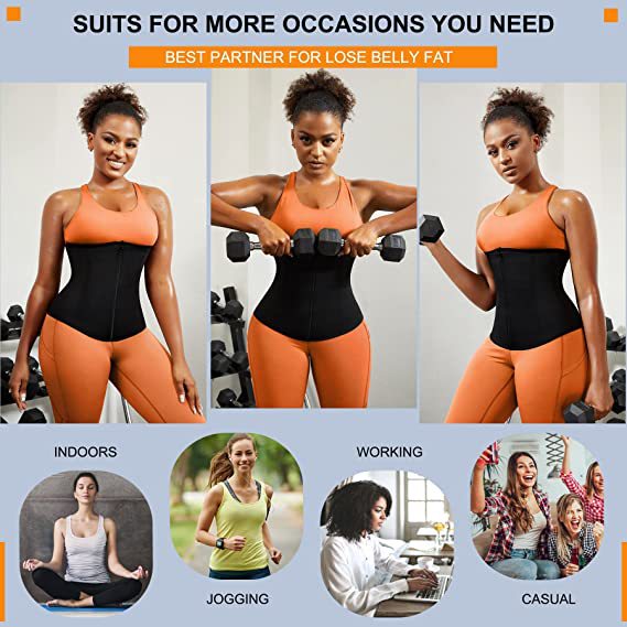 Silver Ion Sauna Waist Trainer for Women - 2-in-1 Zipper & Hook Sweat-Wicking Sports Girdle, Postpartum Fitness Shapewear