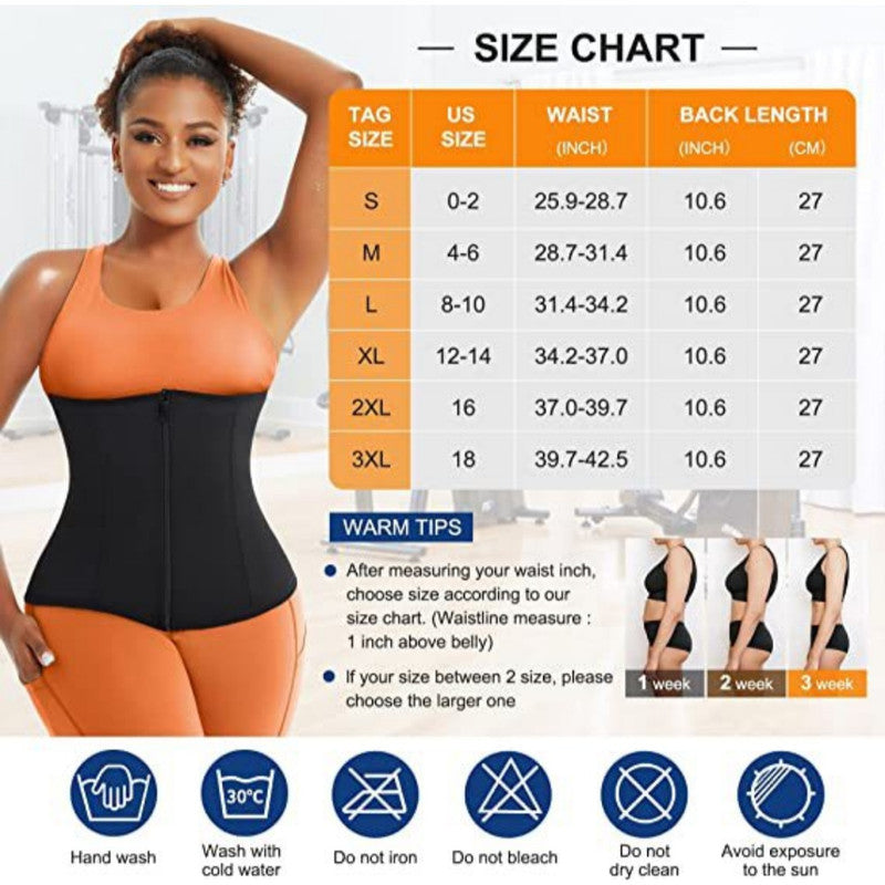 Silver Ion Sauna Waist Trainer for Women - 2-in-1 Zipper & Hook Sweat-Wicking Sports Girdle, Postpartum Fitness Shapewear