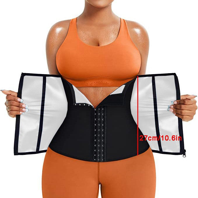 Silver Ion Sauna Waist Trainer for Women - 2-in-1 Zipper & Hook Sweat-Wicking Sports Girdle, Postpartum Fitness Shapewear XXXL Ion Silver