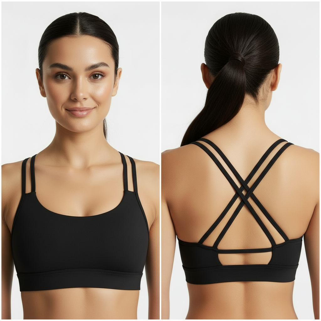 S Size White Elegant Sexy Criss-Cross Back Sports Bra for Women - High Support & Anti-Shock, Wire-Free Yoga Crop Top with X-Shape Fine Strap