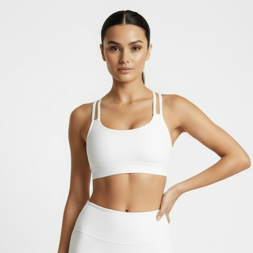 S Size White Elegant Sexy Criss-Cross Back Sports Bra for Women - High Support & Anti-Shock, Wire-Free Yoga Crop Top with X-Shape Fine Strap
