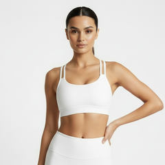 S Size White Elegant Sexy Criss-Cross Back Sports Bra for Women - High Support & Anti-Shock, Wire-Free Yoga Crop Top with X-Shape Fine Strap