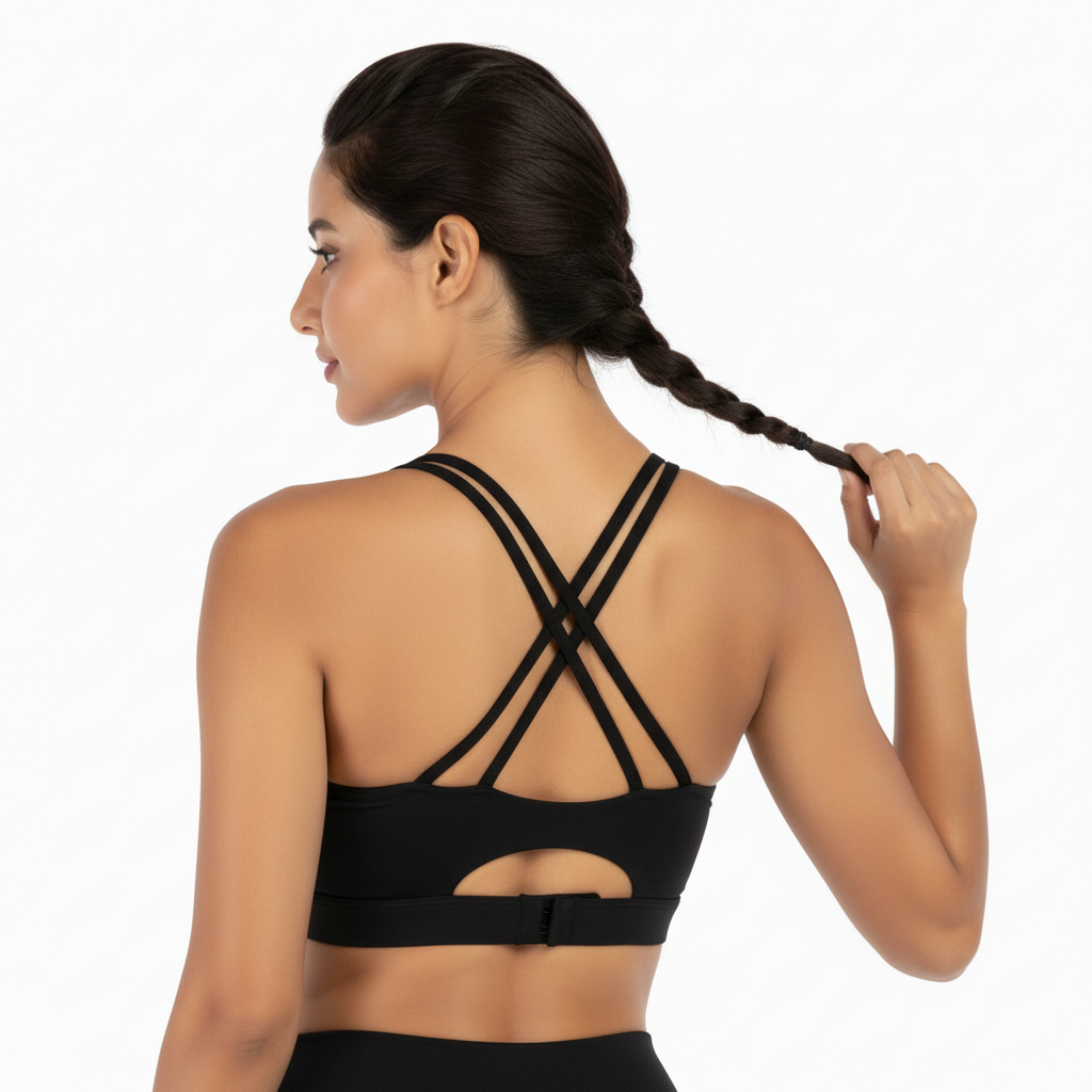 S Size White Elegant Sexy Criss-Cross Back Sports Bra for Women - High Support & Anti-Shock, Wire-Free Yoga Crop Top with X-Shape Fine Strap