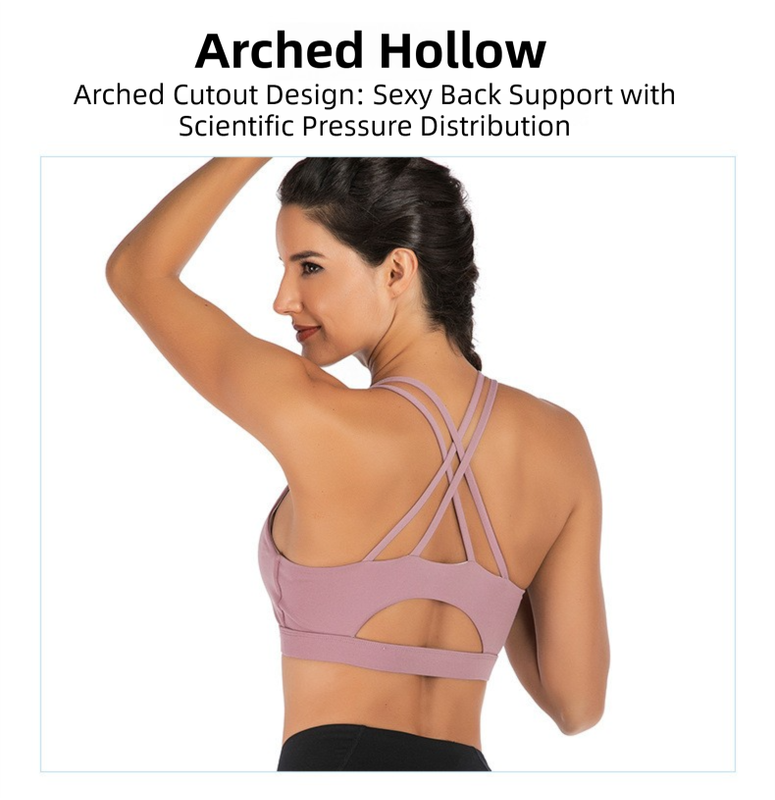 S Size Purple Elegant Sexy Criss-Cross Back Sports Bra for Women - High Support & Anti-Shock, Wire-Free Yoga Crop Top with X-Shape Fine Strap