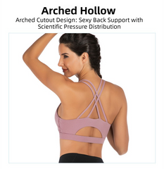 L Size Wine Red Elegant Sexy Criss-Cross Back Sports Bra for Women - High Support & Anti-Shock, Wire-Free Yoga Crop Top with X-Shape Fine Strap