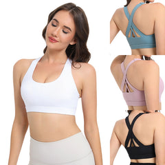 2-Pack Pink High-Support Shockproof Sports Bra(S Size) - Women's Backless Yoga Running Vest with Naked-Feel Comfort (Padded & Wire-Free)