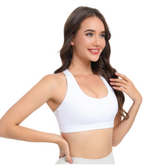 2-Pack White High-Support Shockproof Sports Bra(S Size) - Women's Backless Yoga Running Vest with Naked-Feel Comfort (Padded & Wire-Free)