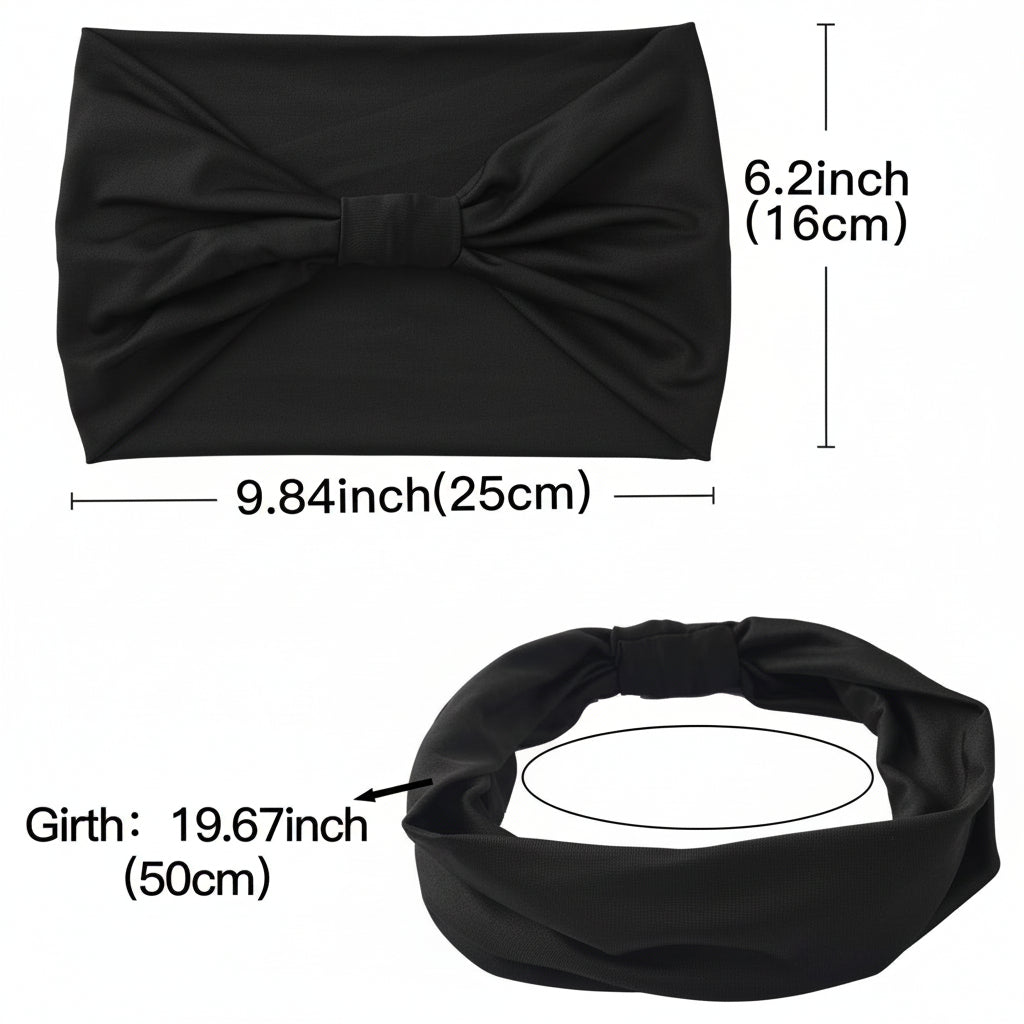Wide Turban Headband 5-Pack - Elastic Yoga & Sports Hair Wrap for Women