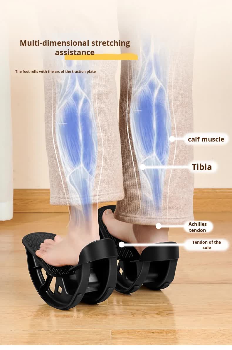 2 PCS Foot Rocker Calf Stretcher - Ankle & Lower Leg Stretching Board for Plantar Fasciitis & Achilles Relief - Anti-Slip Balance Wedge for Home & Office - Heavy Duty Black