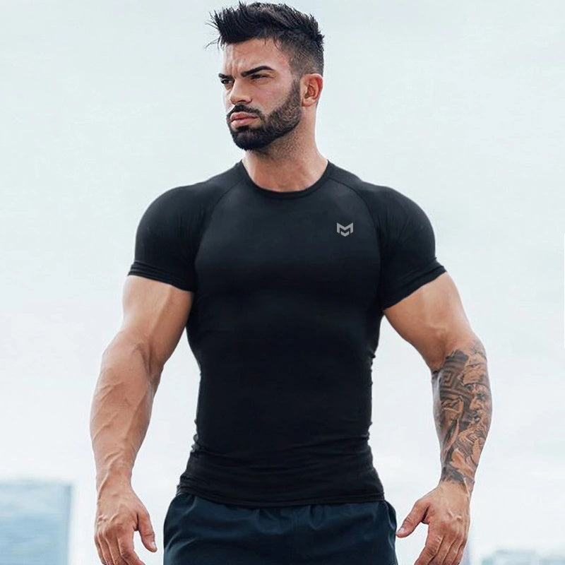 Premium Men's Quick-Dry Gym T-Shirt - Short Sleeve Running Tee DT2 black
