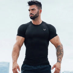 Premium Men's Quick-Dry Gym T-Shirt - Short Sleeve Running Tee DT2 black