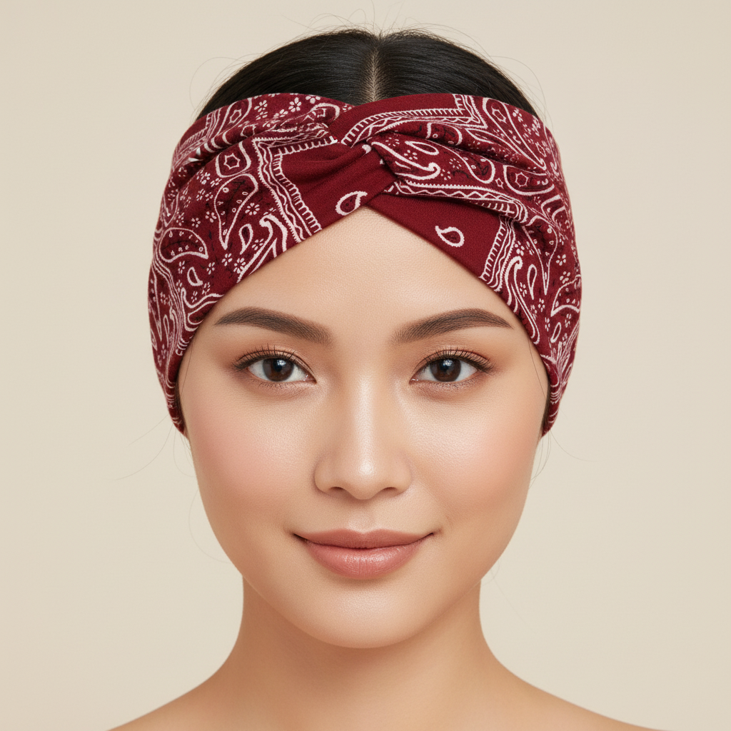 5-PCS Cashew nuts are red Women's Extra Wide Turban Headband - Elastic Yoga & Sports Hair Wrap