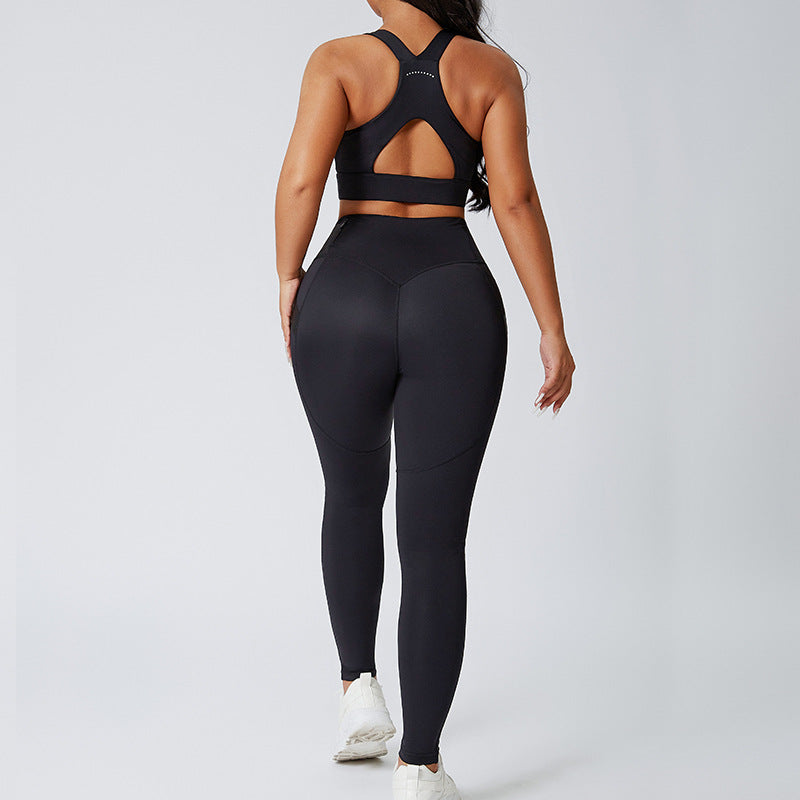 Premium Skinny Yoga Set - 2-Piece Gym Exercise Suit Black