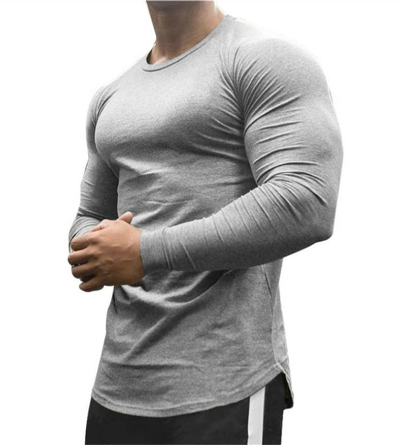 Premium Men's Quick-Dry Long Sleeve Sports Shirt - Loose Fit A Grey