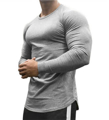 Premium Men's Quick-Dry Long Sleeve Sports Shirt - Loose Fit A Grey