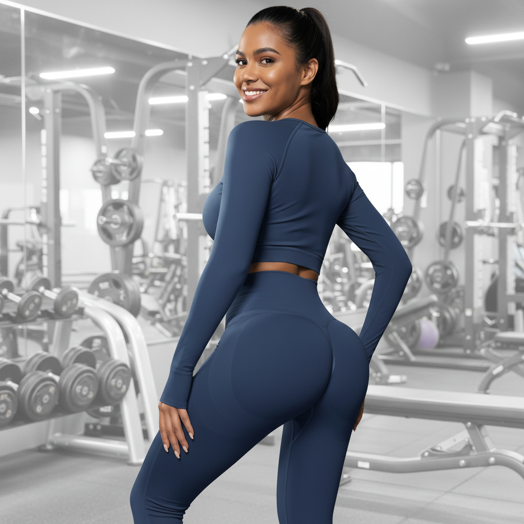 Women's Seamless Butt-Lifting Yoga Leggings | High-Waist Peach Hip Tights Dark Blue