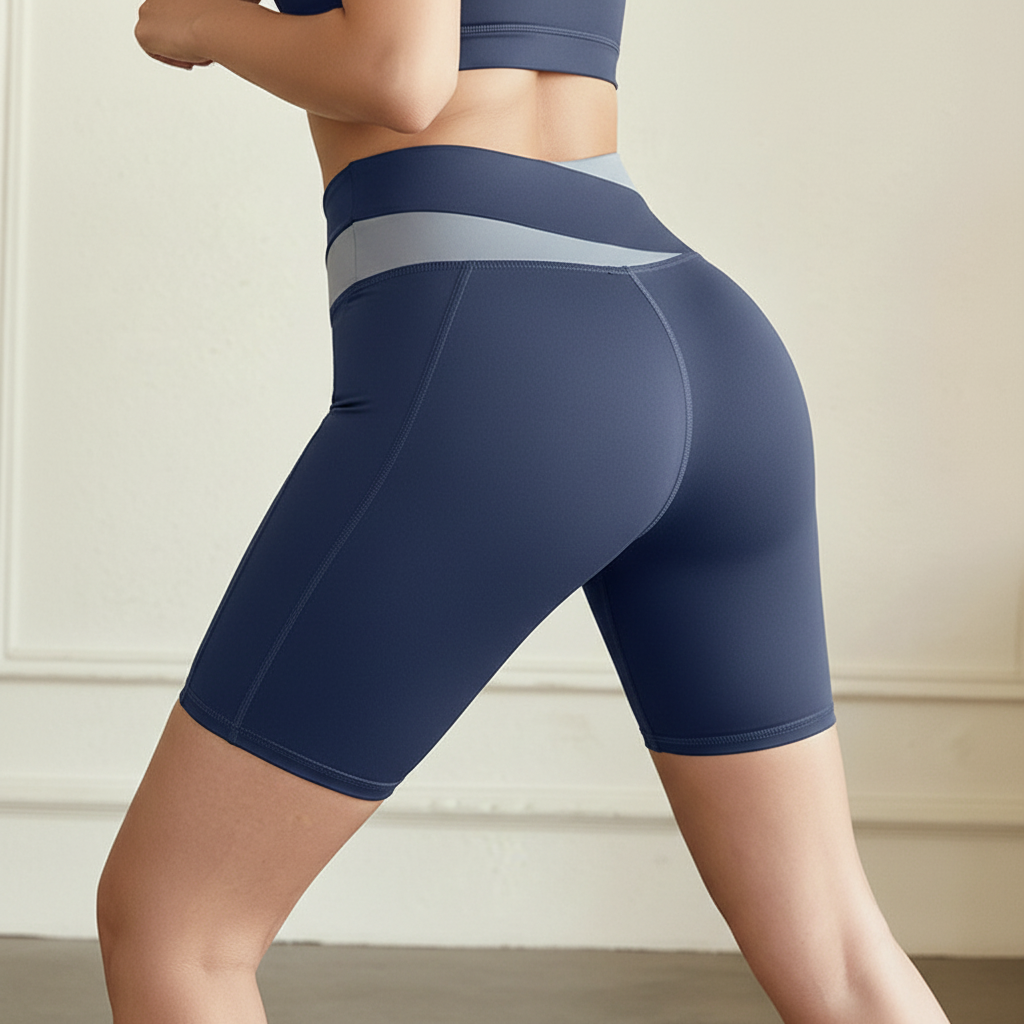Block High-Waist Yoga Shorts - Premium Compression Activewear