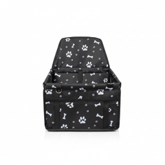 Black bone print Portable Pet Car Seat for Dogs and Cats - Adjustable Car Seat Cover, Pet Travel Car Carrier with Safety Belt