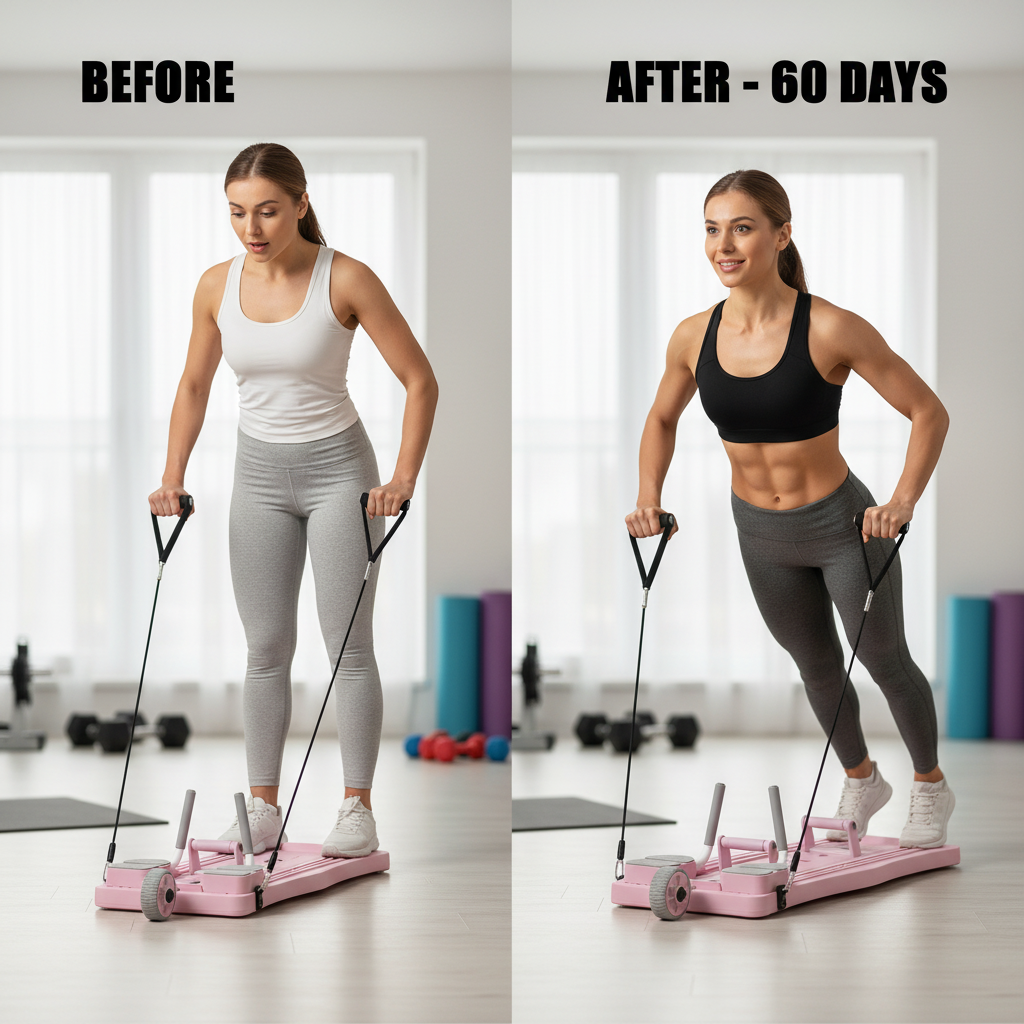 Automatic Rebound Ab Roller Board - Foldable Core Trainer with Resistance Bands & Timer