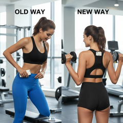 Black Women Sports Bra with Back Phone Pocket Racerback Yoga Crop Top Medium Support Activewear for Running Gym and Fitness