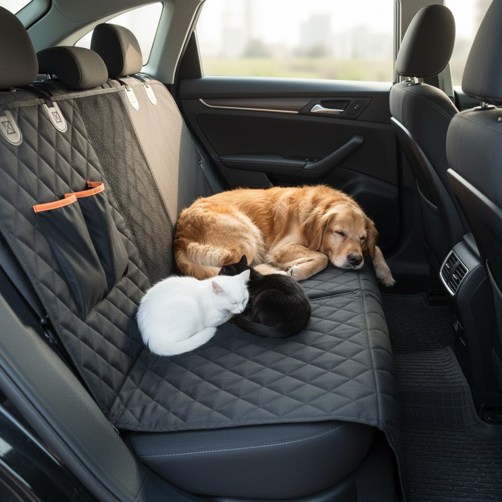 Dog Car Seat Cover, Waterproof Back Seat Protector with Side Flaps, Non‑Slip Scratchproof Hammock for Cars, Trucks & SUVs