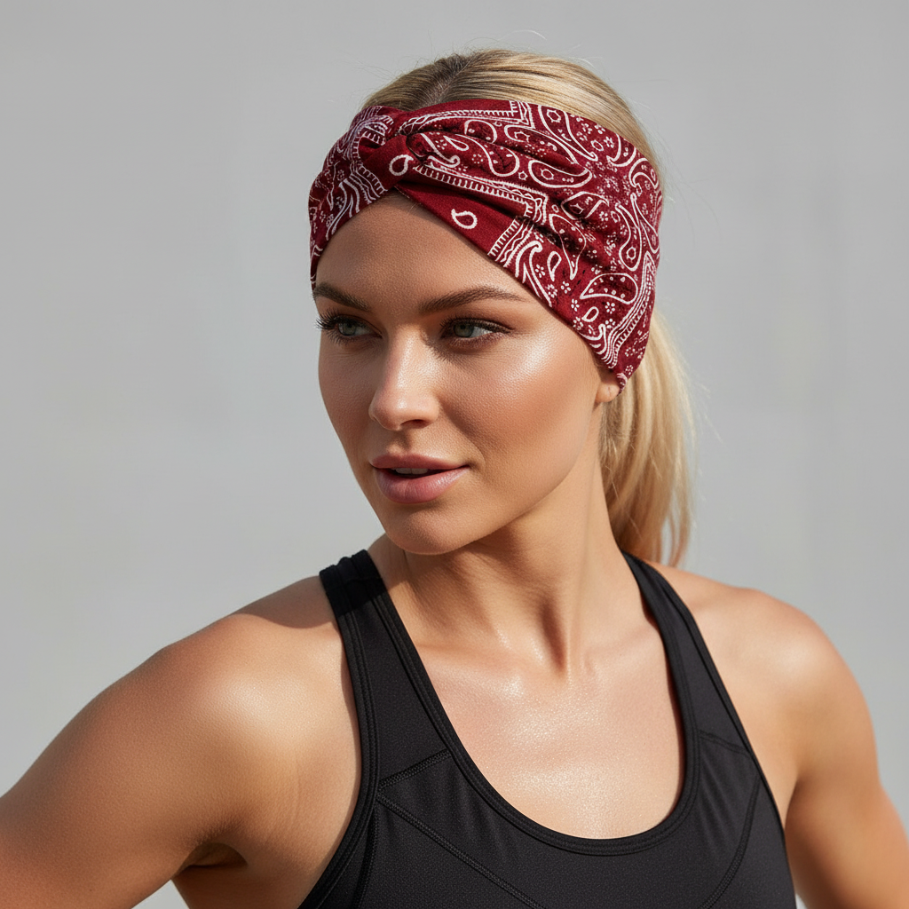 5-PCS Cashew nuts are red Women's Extra Wide Turban Headband - Elastic Yoga & Sports Hair Wrap