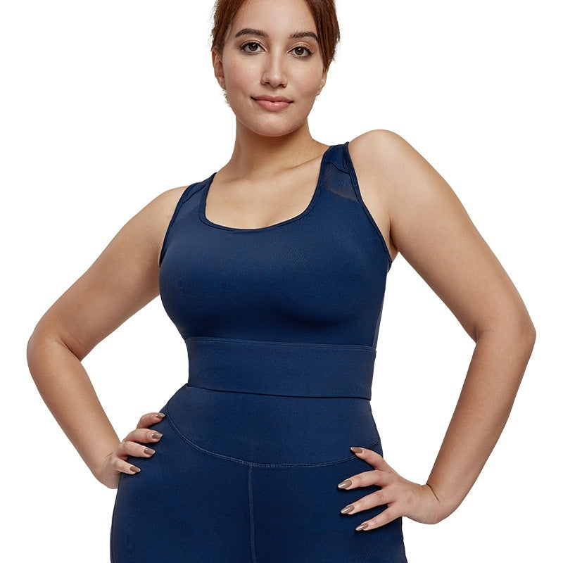 Premium Plus Size Mesh Yoga Top - Breathable Sports Bra