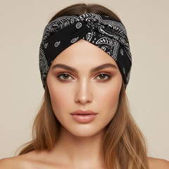 5-PCS Cashew nuts are black Women's Extra Wide Turban Headband - Elastic Yoga & Sports Hair Wrap