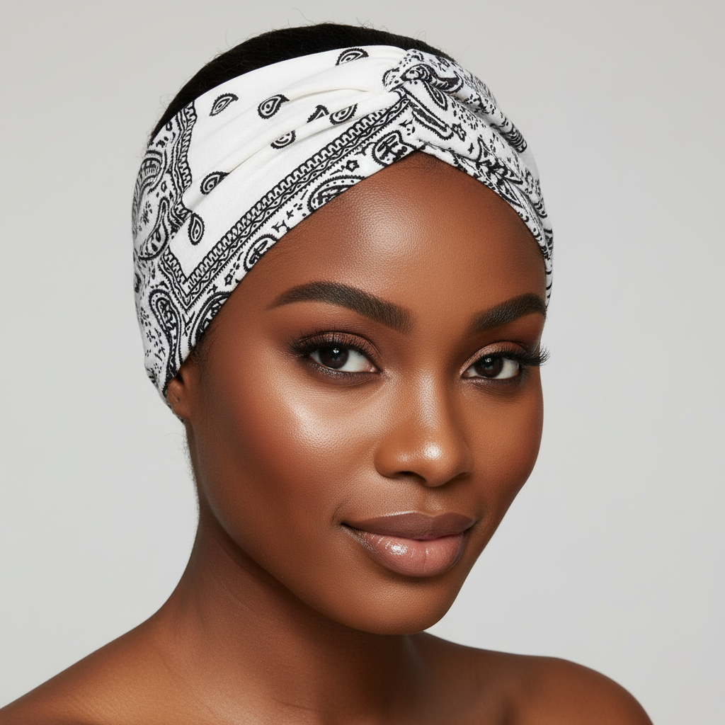 5-PCS Cashew nuts are white Women's Extra Wide Turban Headband - Elastic Yoga & Sports Hair Wrap