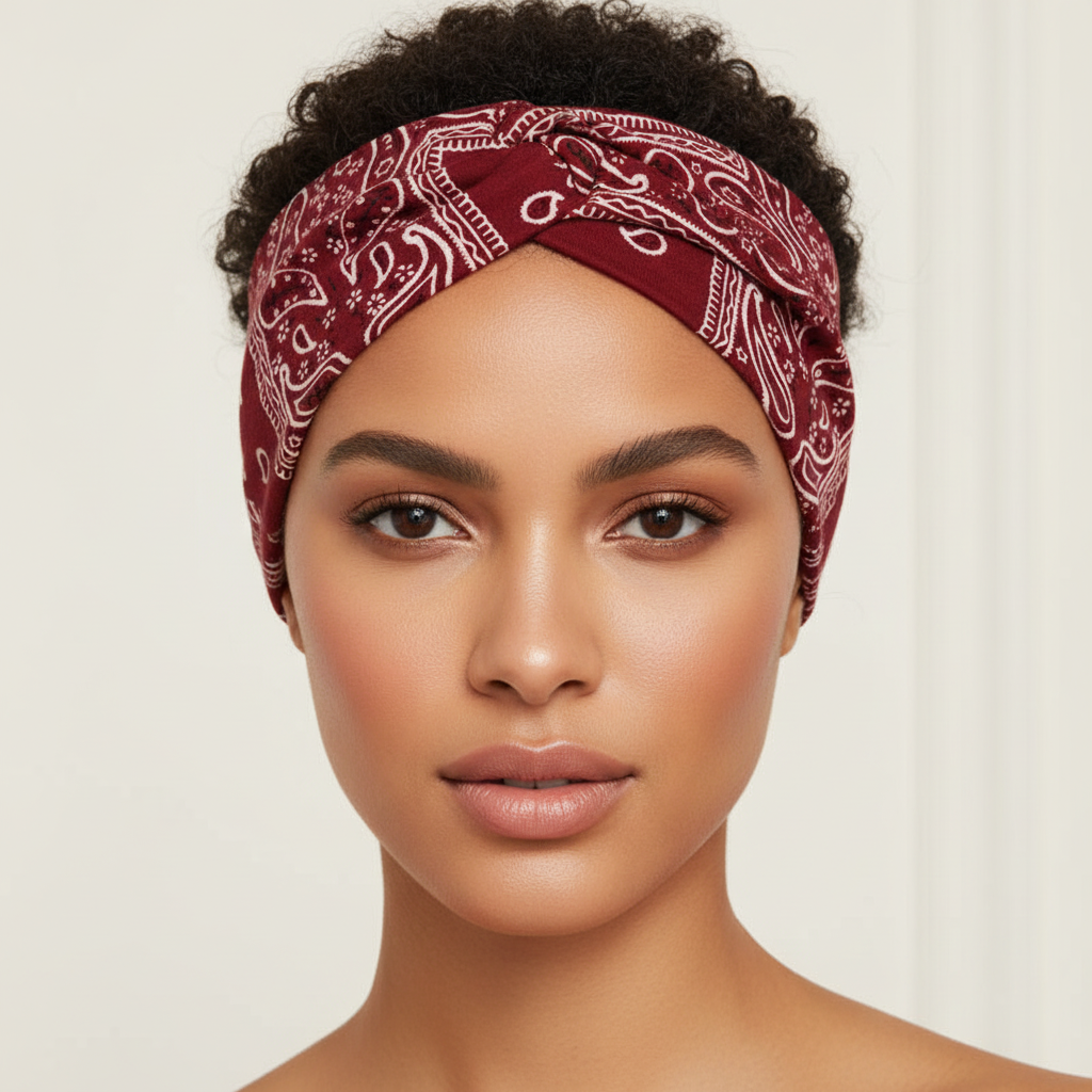 5-PCS Cashew nuts are red Women's Extra Wide Turban Headband - Elastic Yoga & Sports Hair Wrap