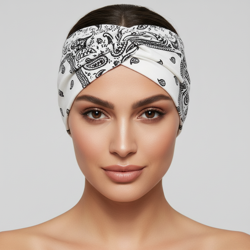 5-PCS Cashew nuts are white Women's Extra Wide Turban Headband - Elastic Yoga & Sports Hair Wrap