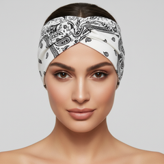 5-PCS Cashew nuts are white Women's Extra Wide Turban Headband - Elastic Yoga & Sports Hair Wrap
