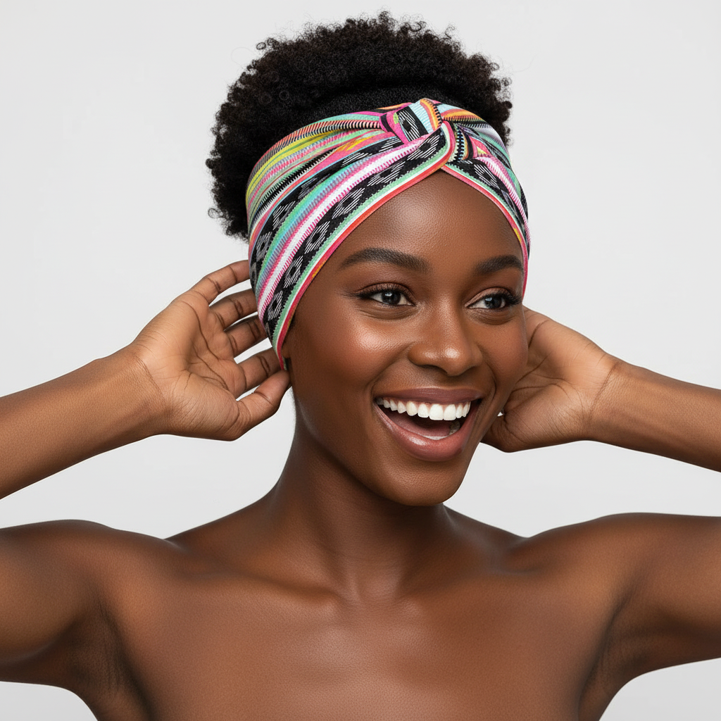 5-PCS Colorful stripes Women's Extra Wide Turban Headband - Elastic Yoga & Sports Hair Wrap