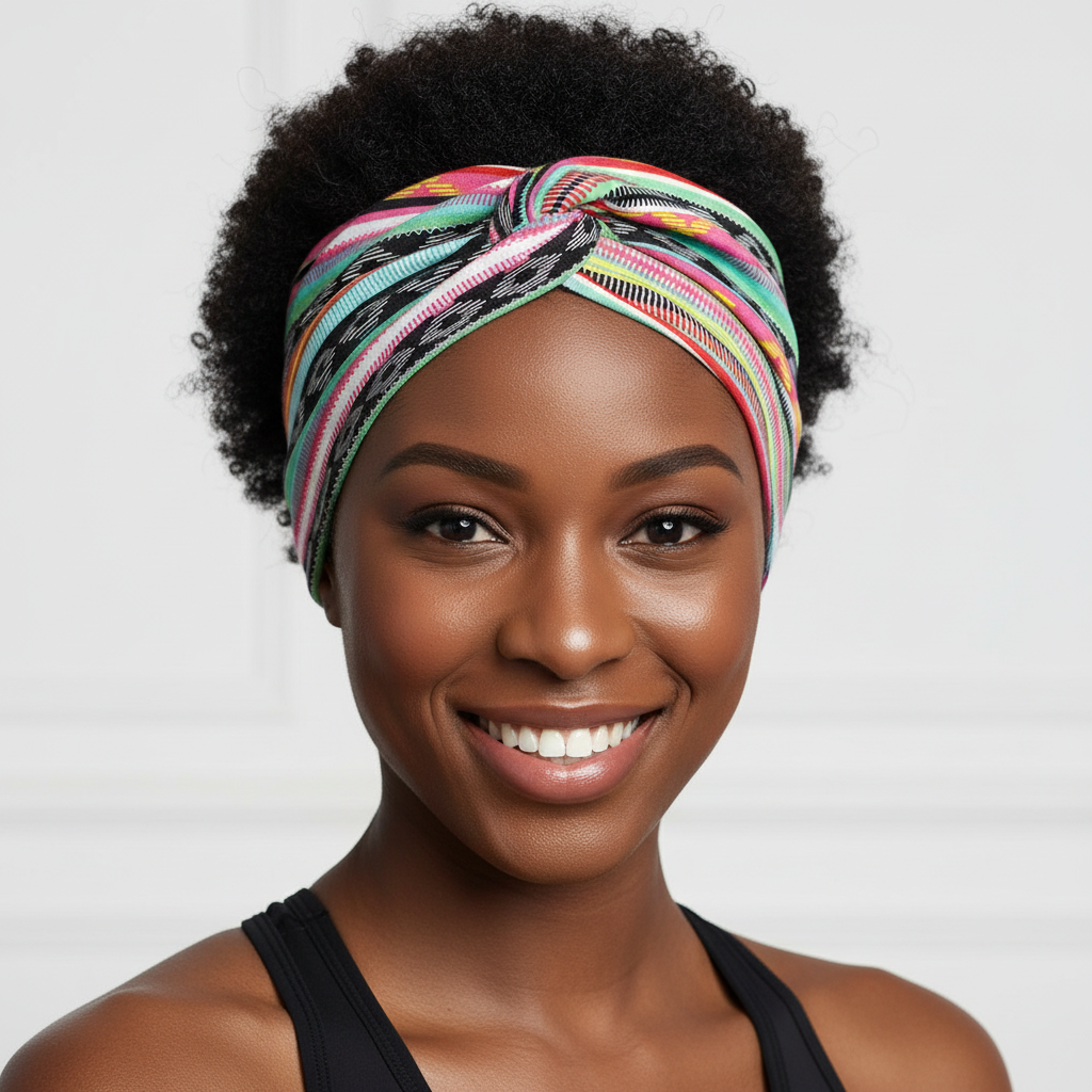 5-PCS Colorful stripes Women's Extra Wide Turban Headband - Elastic Yoga & Sports Hair Wrap