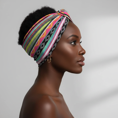 5-PCS Colorful stripes Women's Extra Wide Turban Headband - Elastic Yoga & Sports Hair Wrap