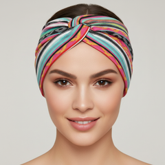5-PCS Colorful stripes Women's Extra Wide Turban Headband - Elastic Yoga & Sports Hair Wrap