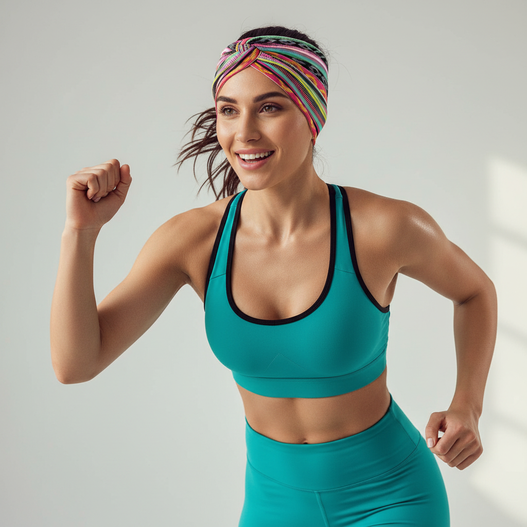 5-PCS Colorful stripes Women's Extra Wide Turban Headband - Elastic Yoga & Sports Hair Wrap