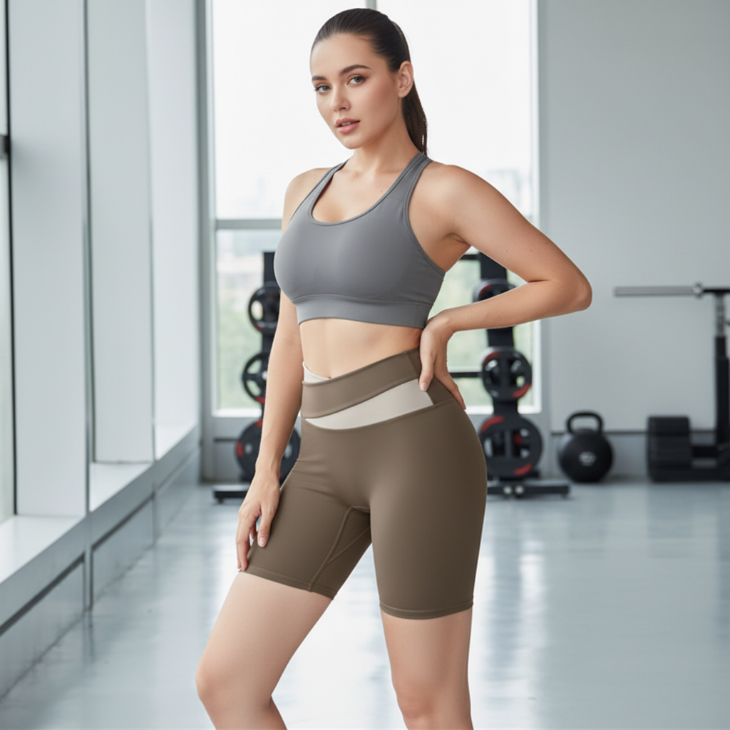 Block High-Waist Yoga Shorts - Premium Compression Activewear