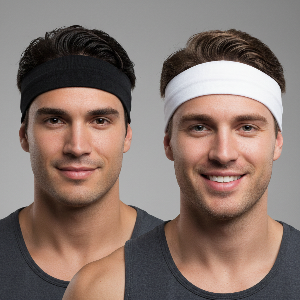 2pc Set Plain Headband Elastic Stretch Sports Yoga Hair Band Unisex Wide Wrap