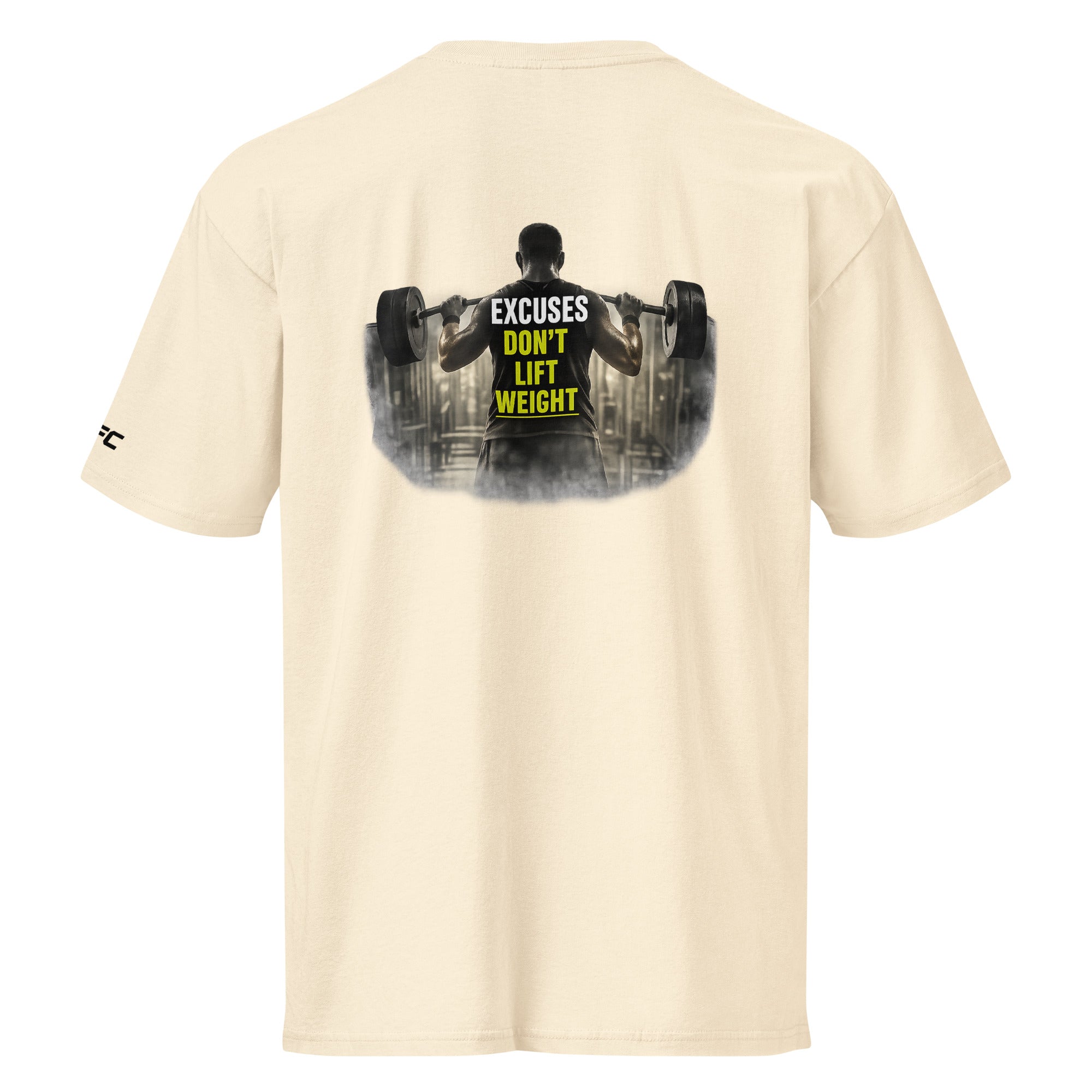 OFC Men's Premium Gym T-Shirt - Excuses Don't Lift Weight Motivational Tee Vintage White