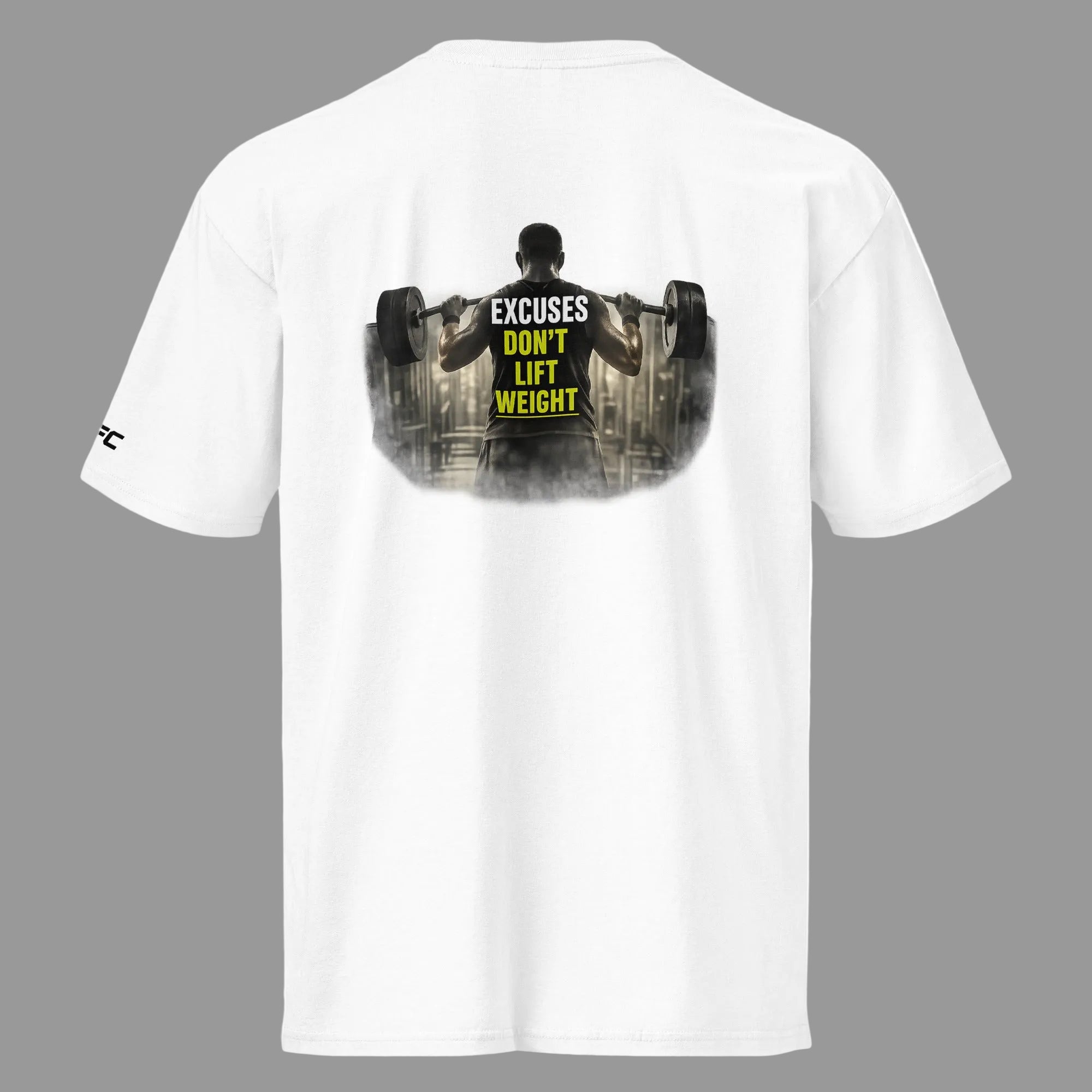 OFC Men's Premium Gym T-Shirt - Excuses Don't Lift Weight Motivational Tee White