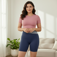 Block High-Waist Yoga Shorts - Premium Compression Activewear