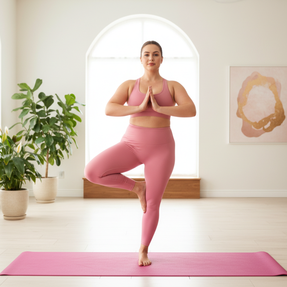 Powertrain Dual Layer 6mm Yoga Mat | Pink | Non-slip Surface And Carry Strap For Ultimate Comfort And Portability