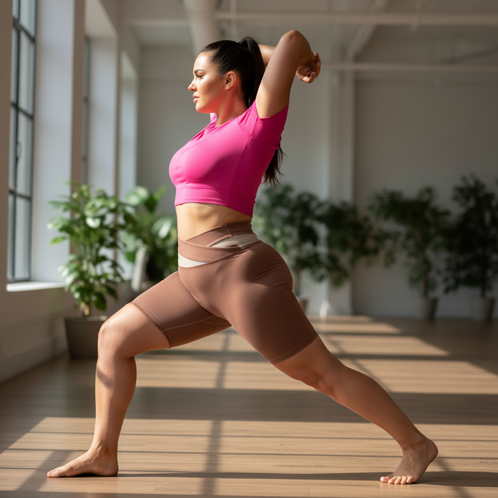 Caramel Color-Block High-Waist Yoga Shorts - Seamless Scrunch Butt Anti-Chafing Workout Shorts