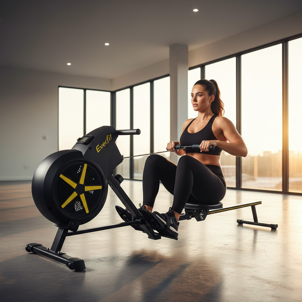 Air Rowing Machine | 8 Resistance Levels, 150kg Capacity & Whisper-Quiet | Home Gym Cardio