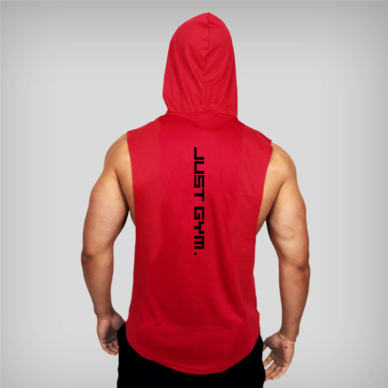 Premium Men's Hooded Fitness Vest - Loose Athletic Tank Top Red